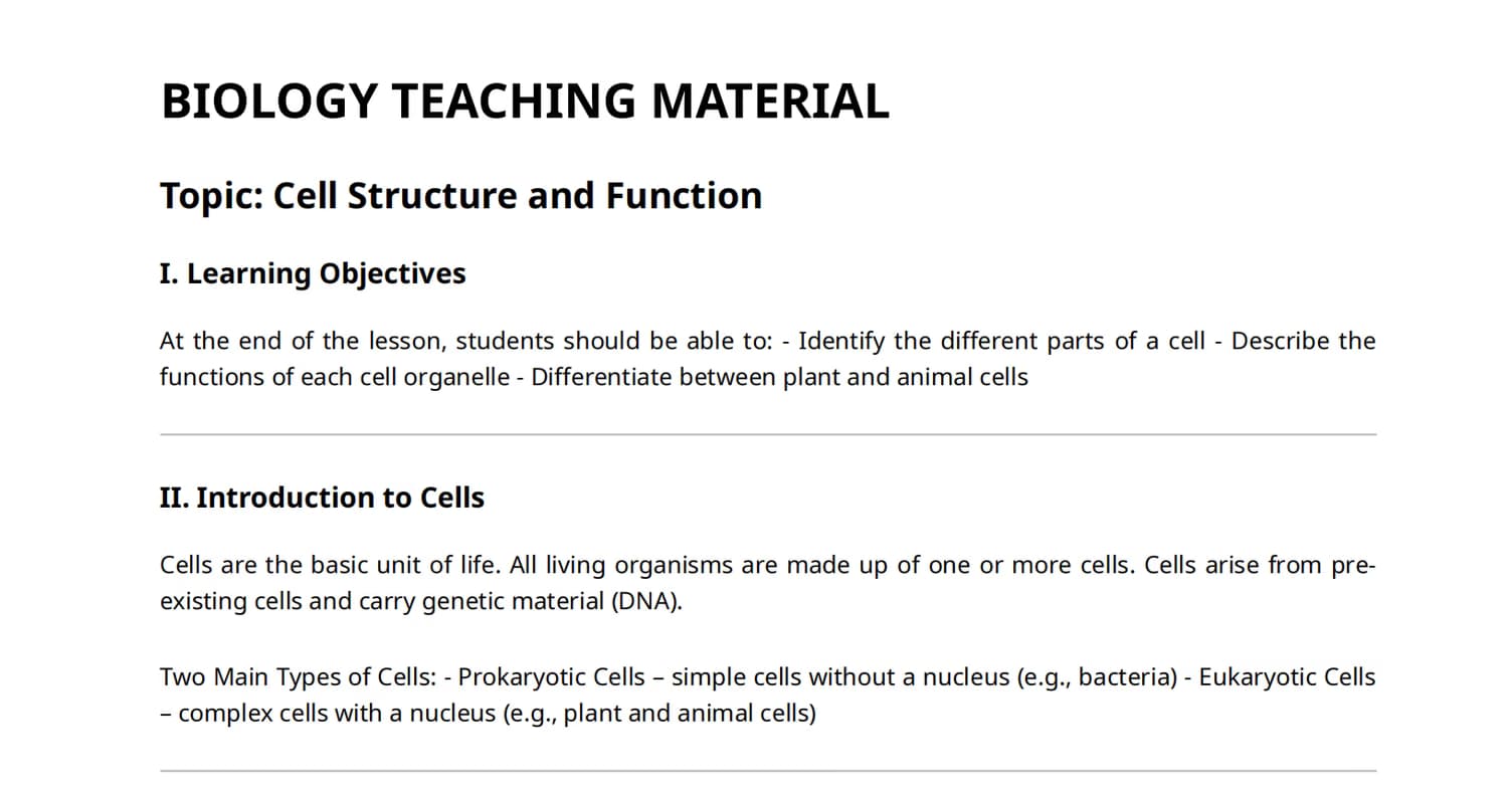 Biology learning materials by Edcelyn 