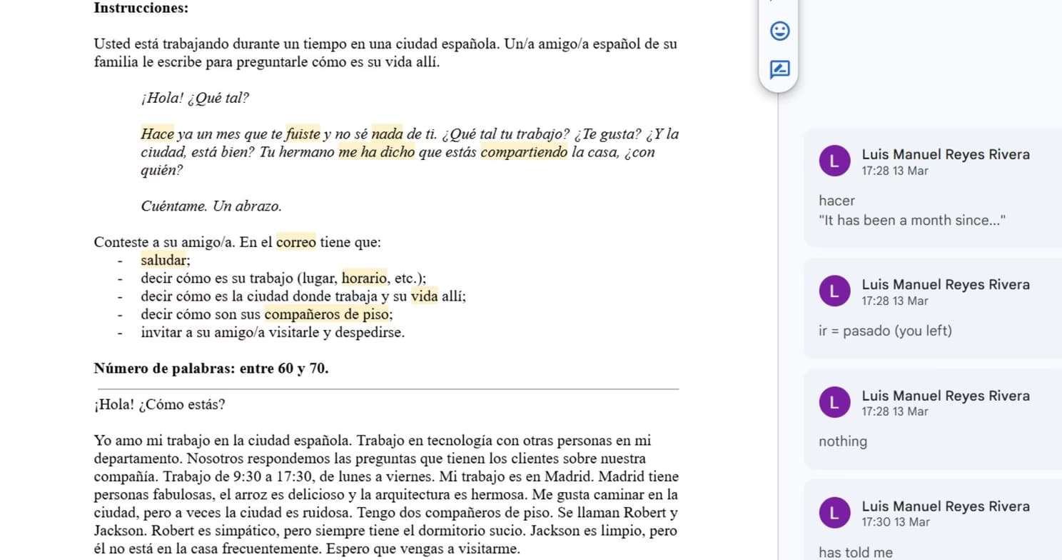 Spanish learning materials by Luis 