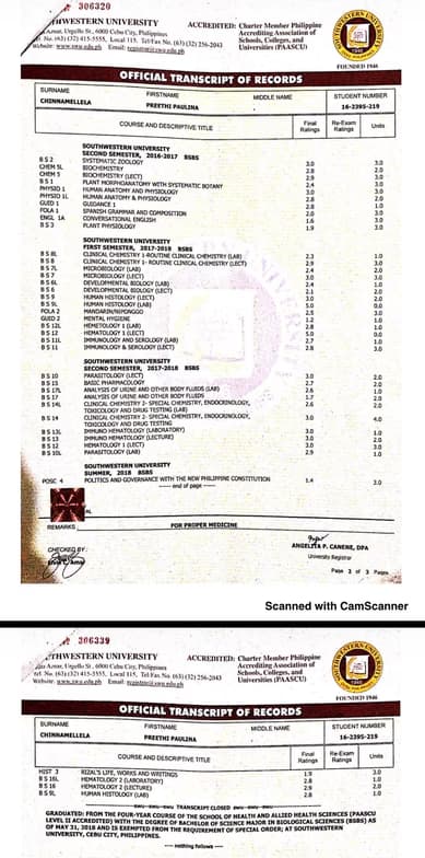 Verified degree or teaching certification of Preethi Paulina 