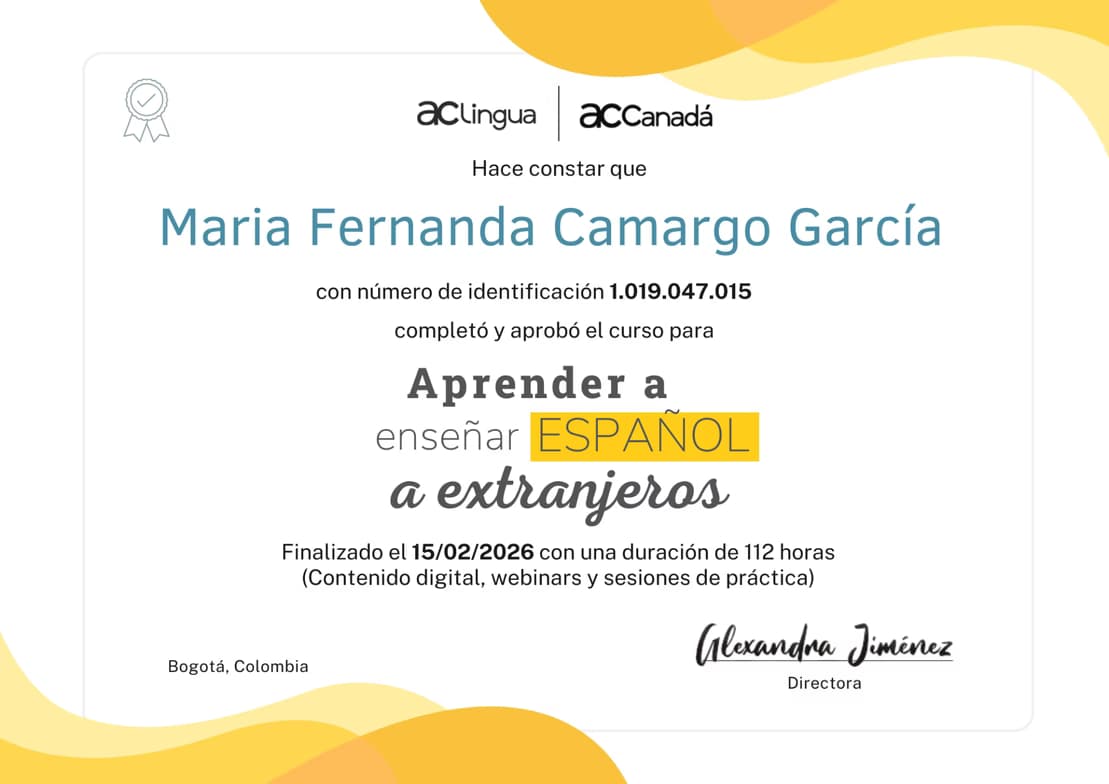 Verified degree or teaching certification of Maria Fernanda 