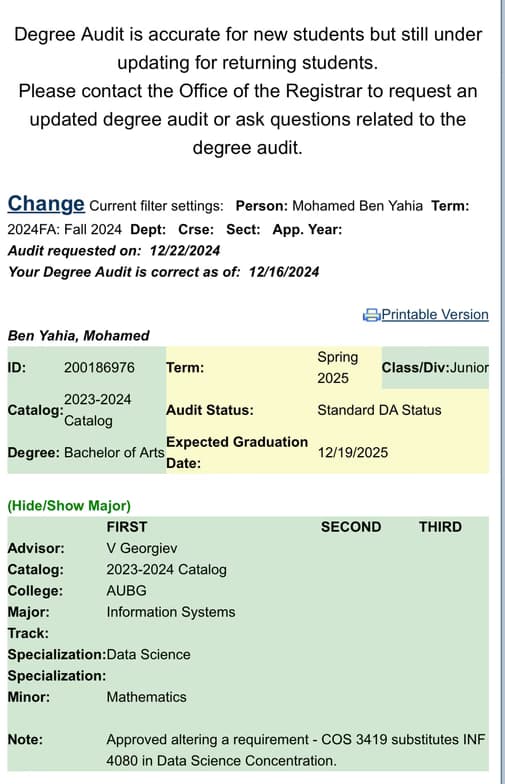Verified degree or teaching certification of Ben  