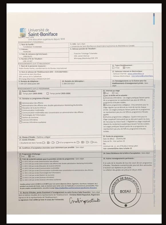 Verified degree or teaching certification of Francine 