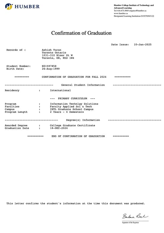 Verified degree or teaching certification of Ashish 