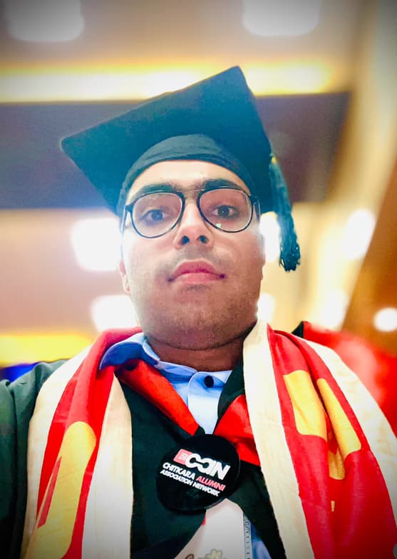 Graduation ceremony photo of Ashish 