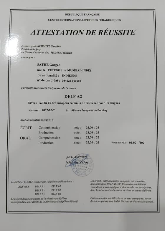 Verified degree or teaching certification of Gargee 