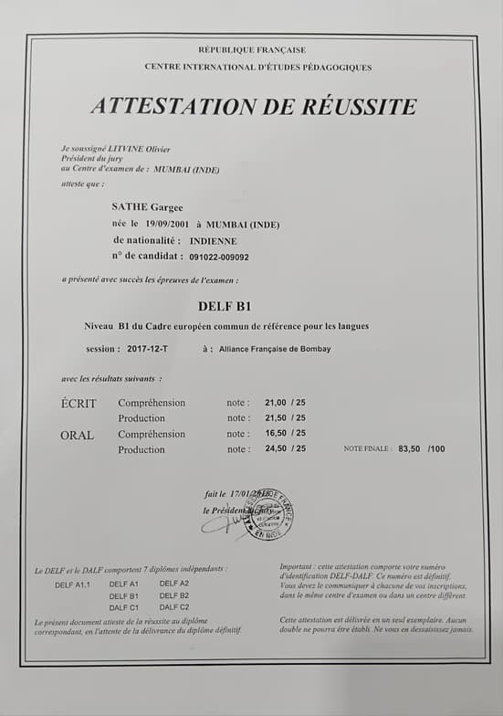 Verified degree or teaching certification of Gargee 