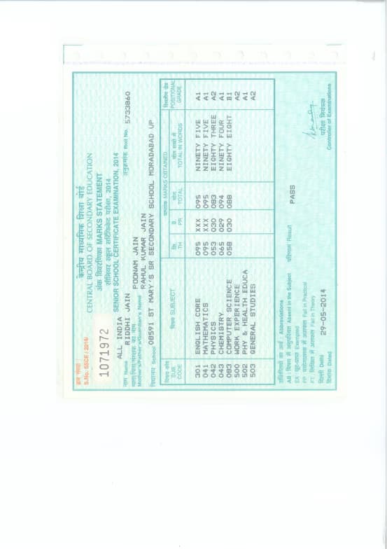 Verified degree or teaching certification of Riddhi 