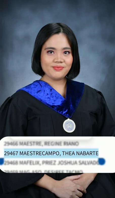 Graduation ceremony photo of Thea 