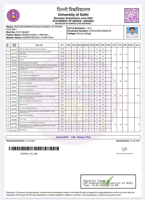 Verified degree or teaching certification of Rajan 