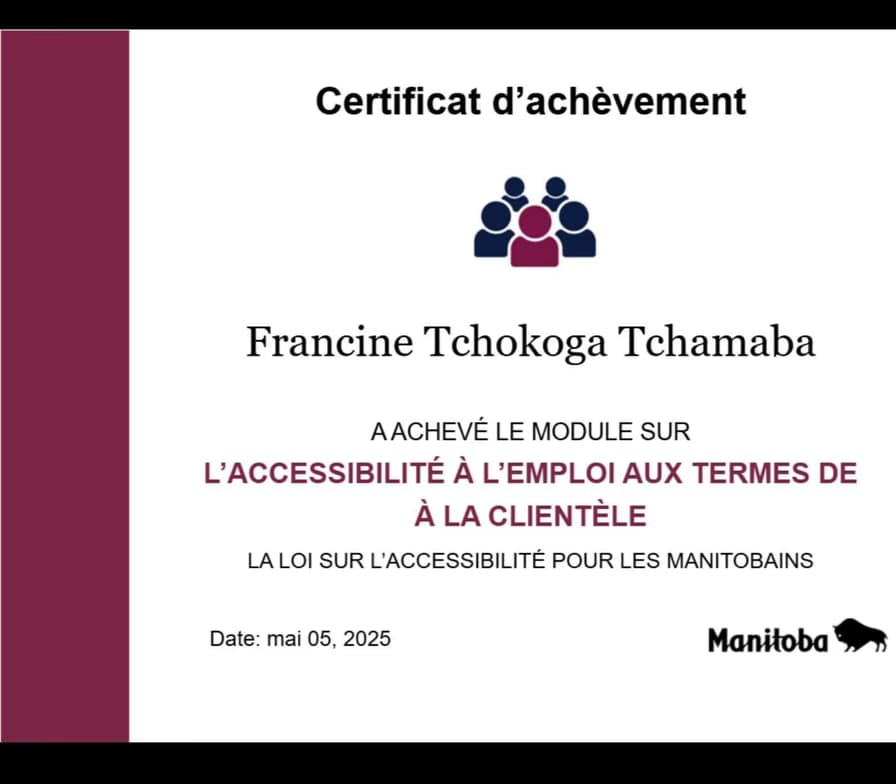 Verified degree or teaching certification of Francine 