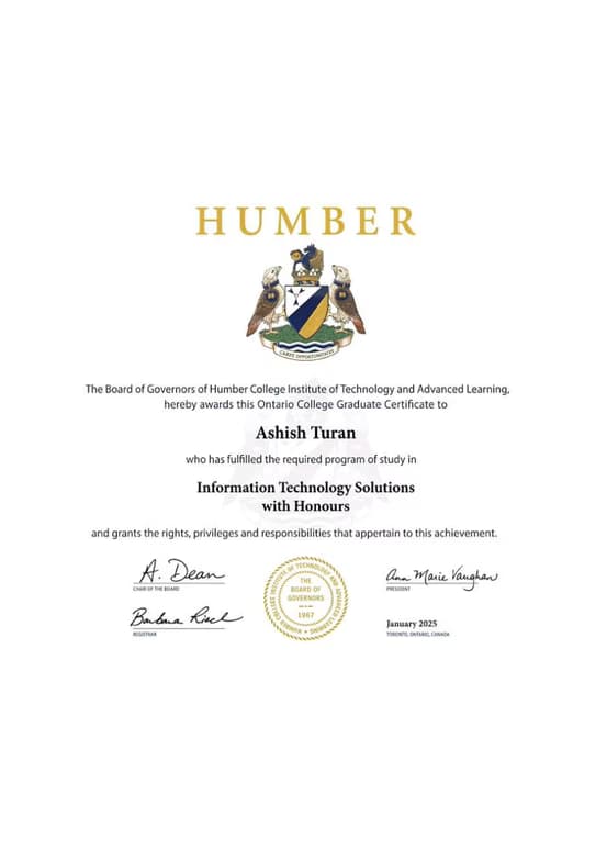 Verified degree or teaching certification of Ashish 