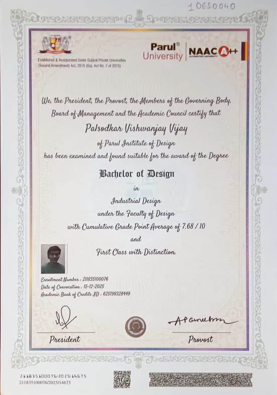 Verified degree or teaching certification of Vishwanjay 