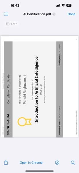 Verified degree or teaching certification of Paridhi 