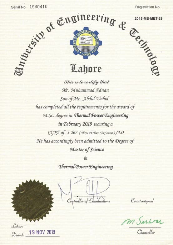 Verified degree or teaching certification of Muhammad 