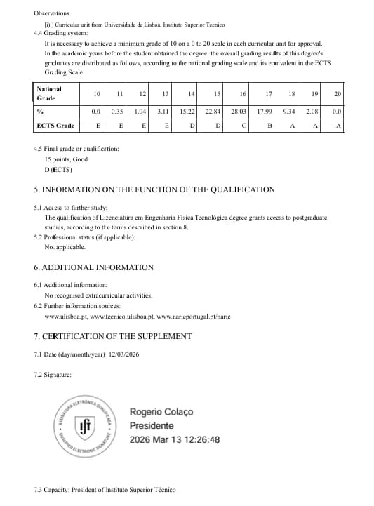 Verified degree or teaching certification of Hugo 