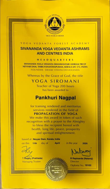 Verified degree or teaching certification of Pankhuri 