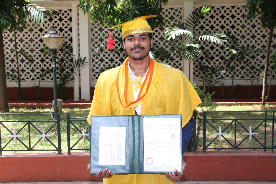 Graduation ceremony photo of Baskar 