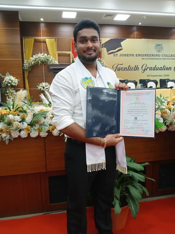 Graduation ceremony photo of Lanish  