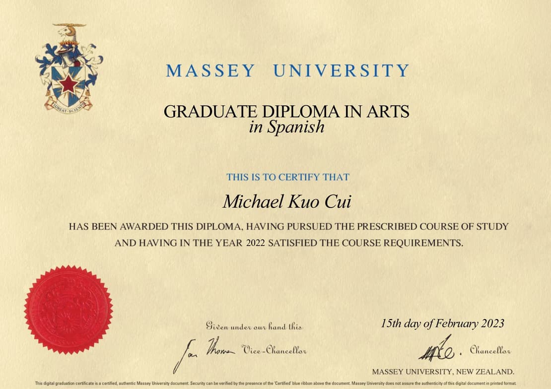 Verified degree or teaching certification of Michael 