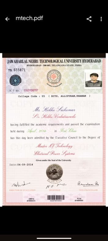 Graduation ceremony photo of Sai Kumar  