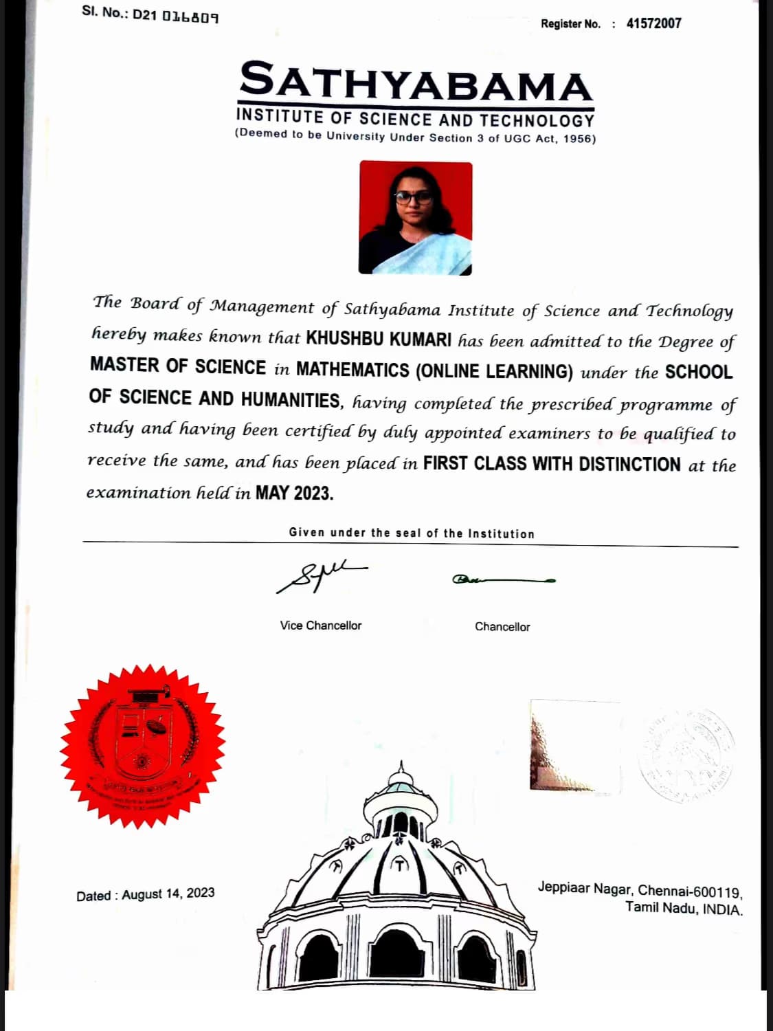 Khushbu graduated from APJ Abdul kalam technical university