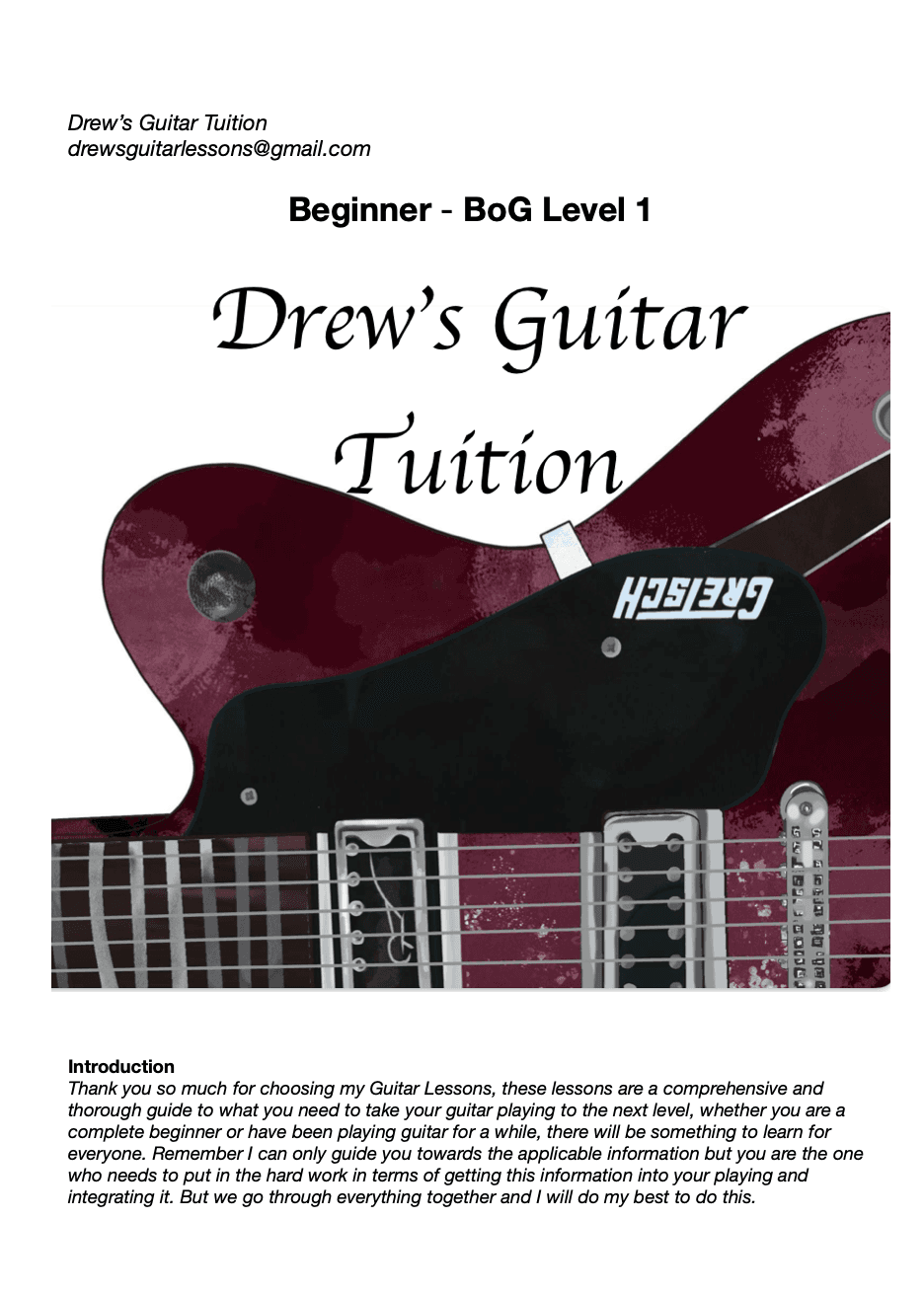 Guitar learning materials by Drew