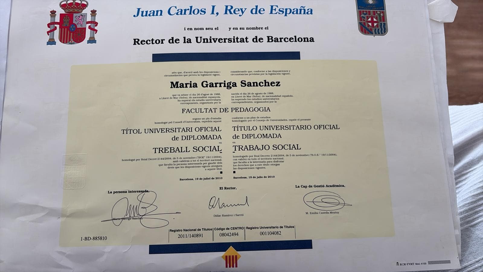 Maria graduated from university de Barcelona