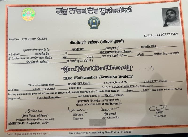 Rashmeet graduated from BBK DAV College for Women