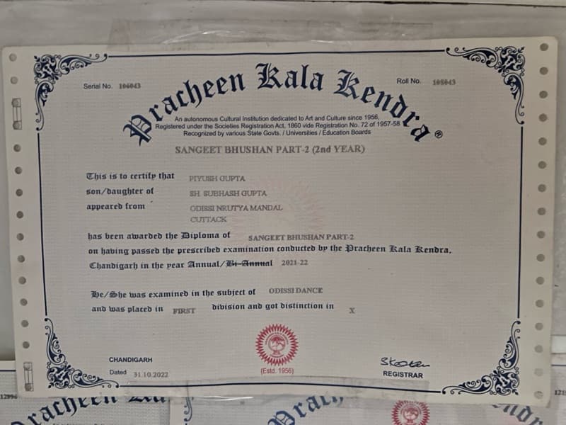 Piyush graduated from Pracheen Kala Kendra