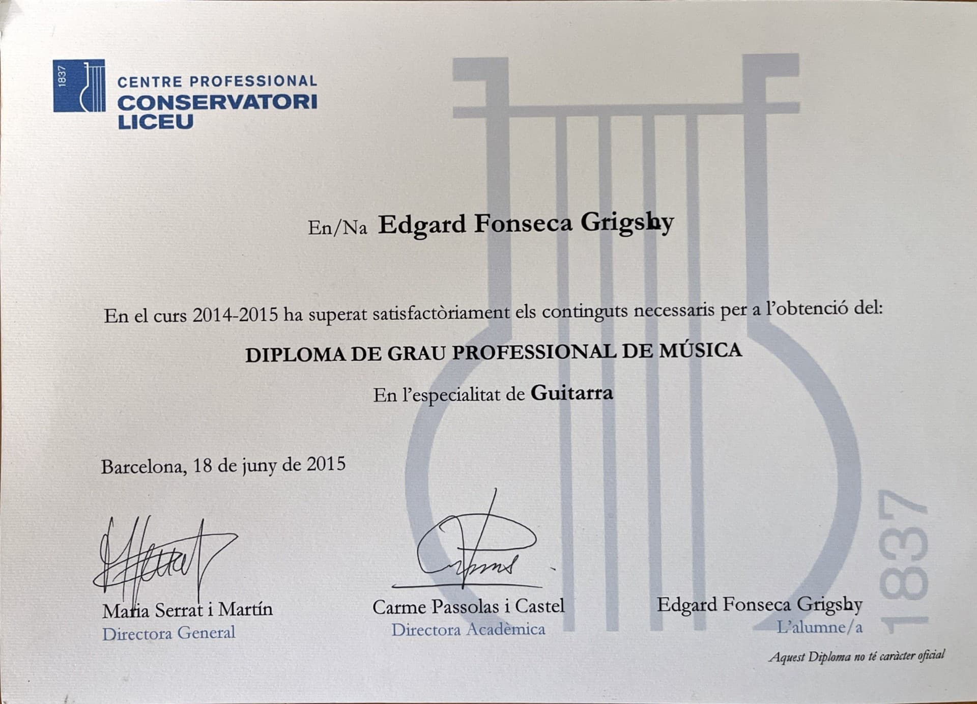 Edgard Javier graduated from C