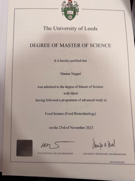 Mannat graduated from University of Leeds