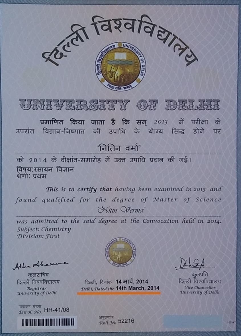 Nitin graduated from University of Delhi