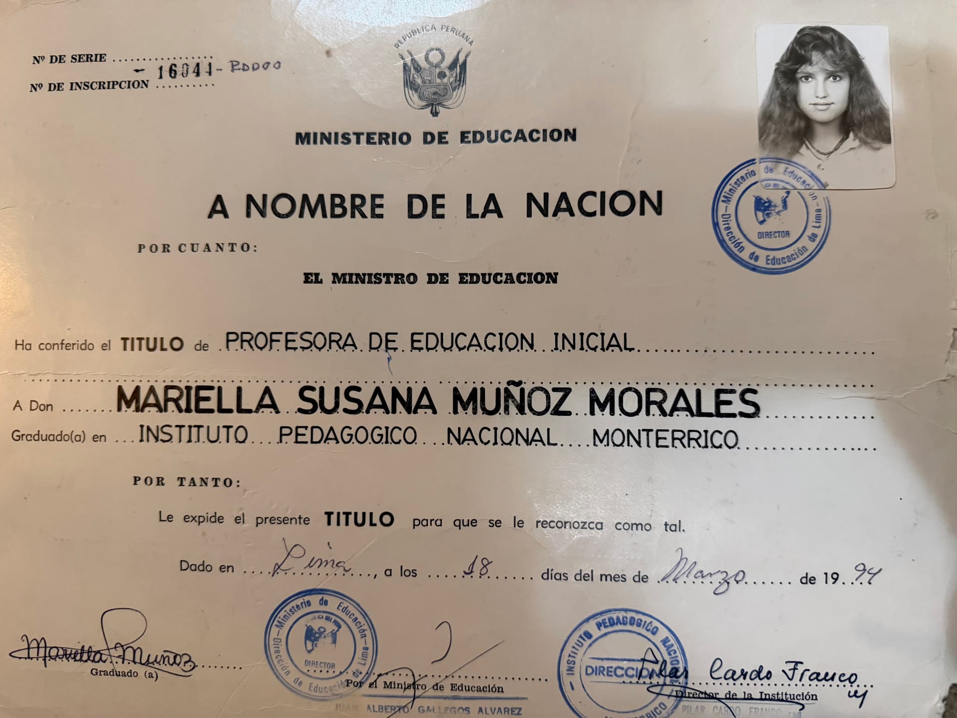 Mariella graduated from Instituto Pedagogico Nacional Monterrico