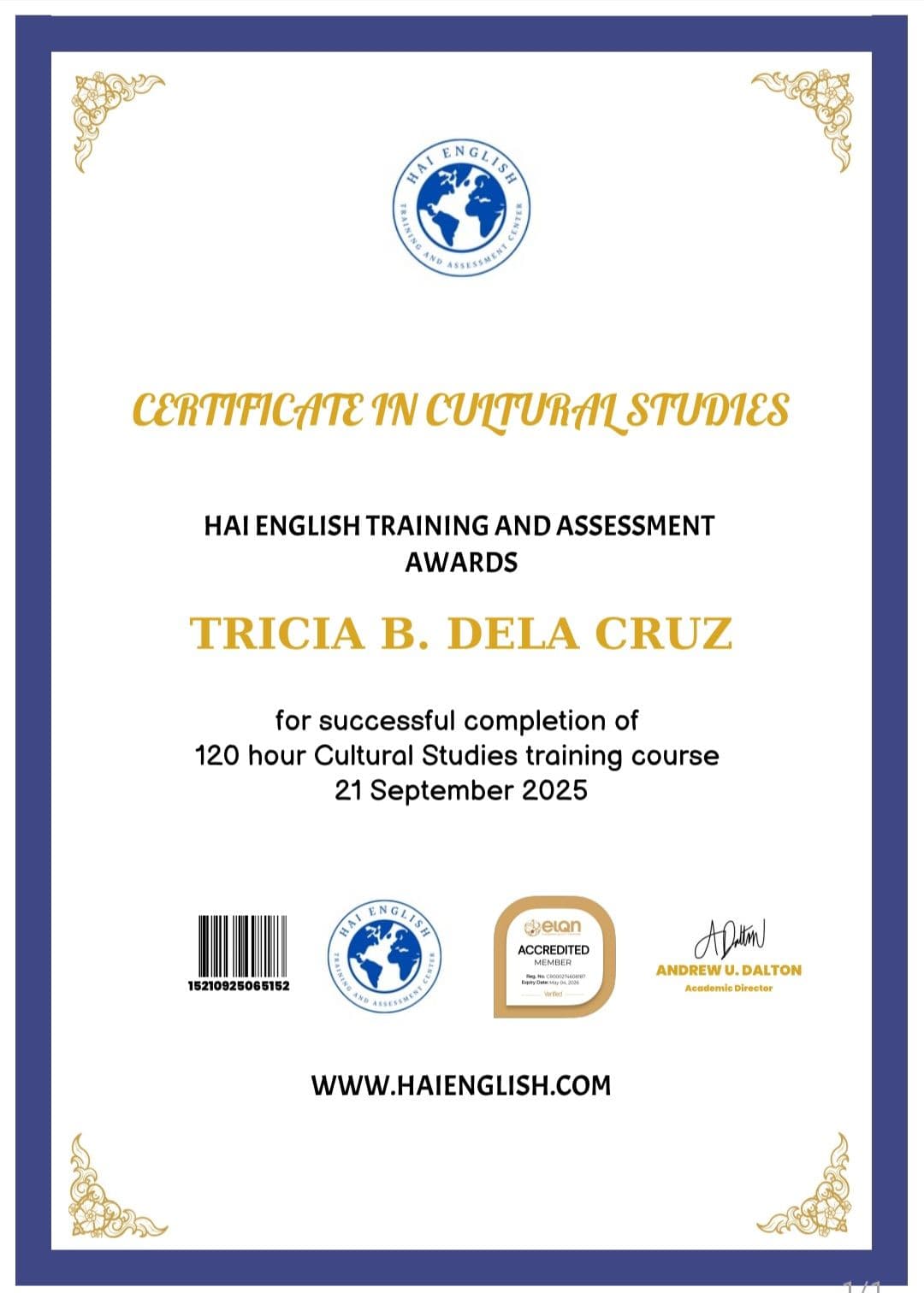 Tricia graduated from Tarlac State University