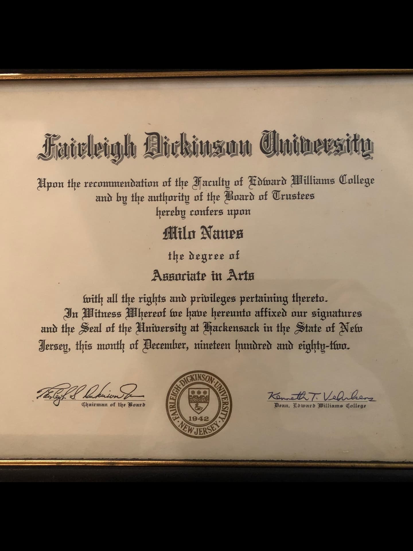 Miles graduated from Fairleigh Dickenson University