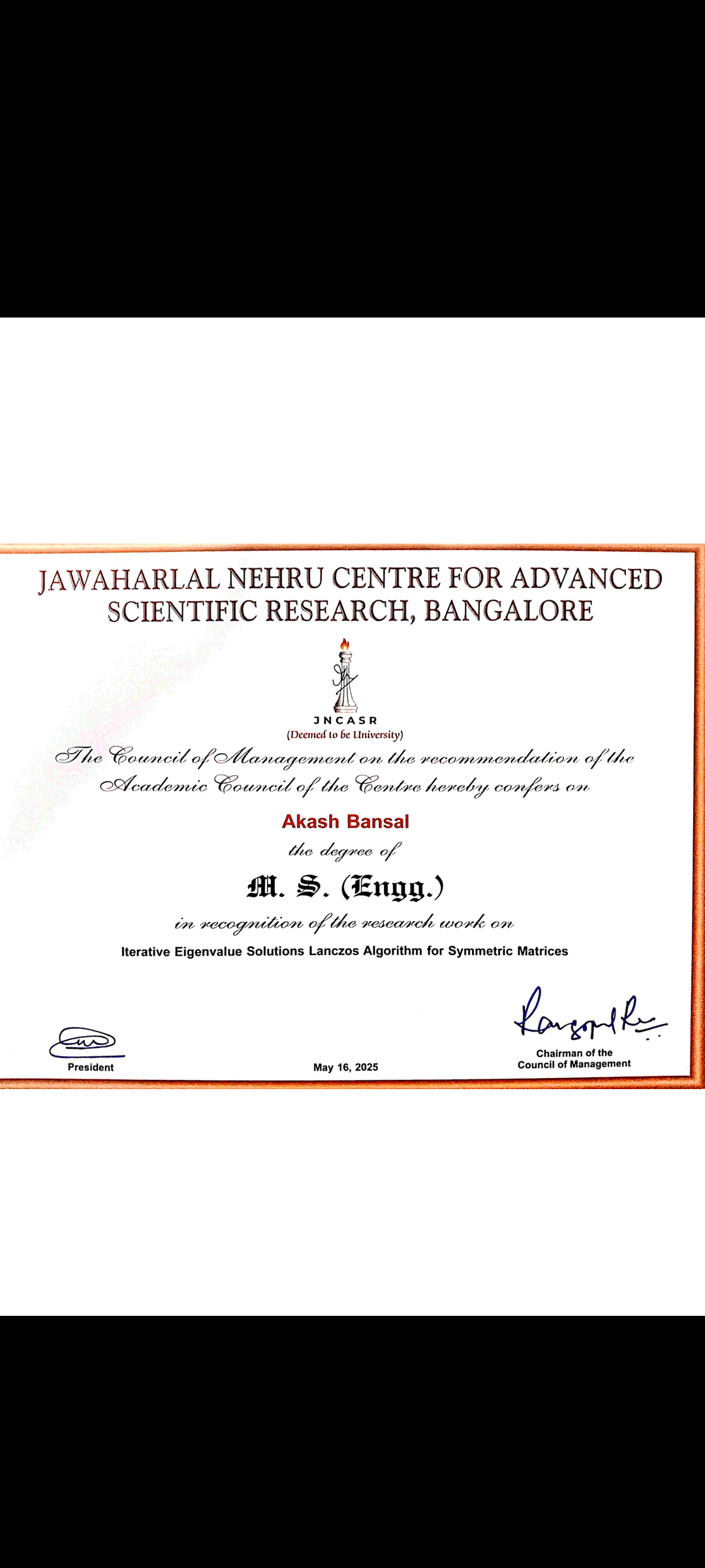 Akash graduated from Panjab University, Chandigarh