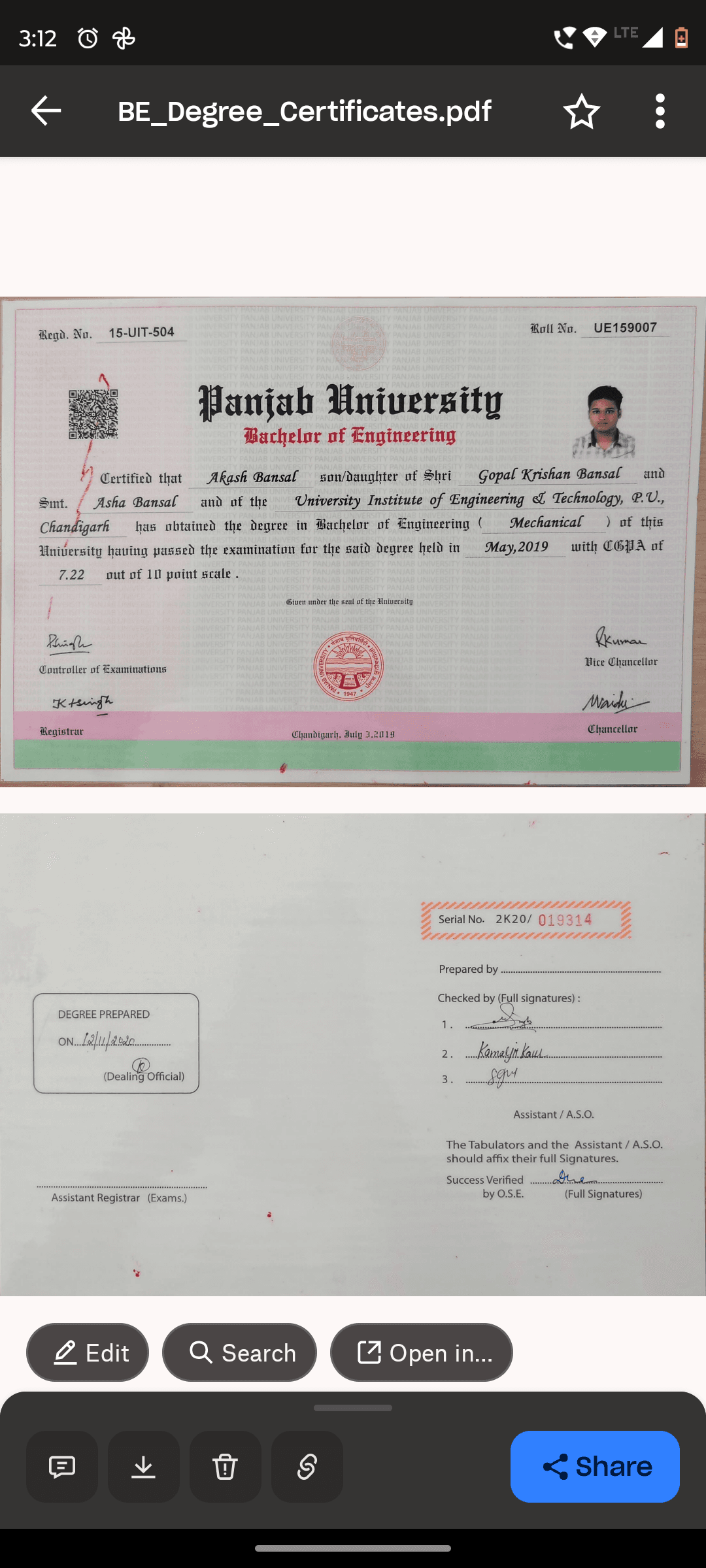 Akash graduated from Panjab University, Chandigarh