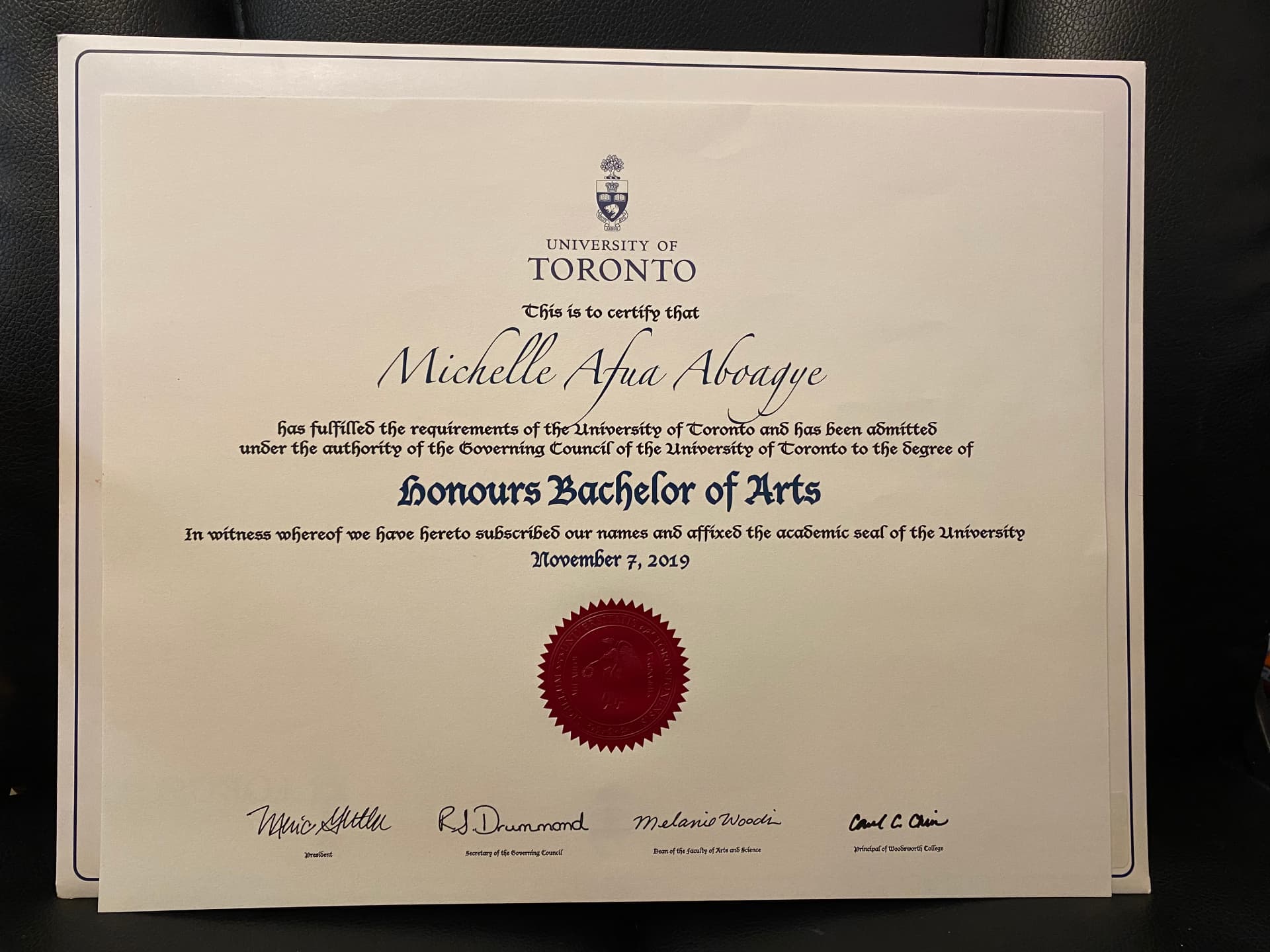 Michelle graduated from University of Toronto