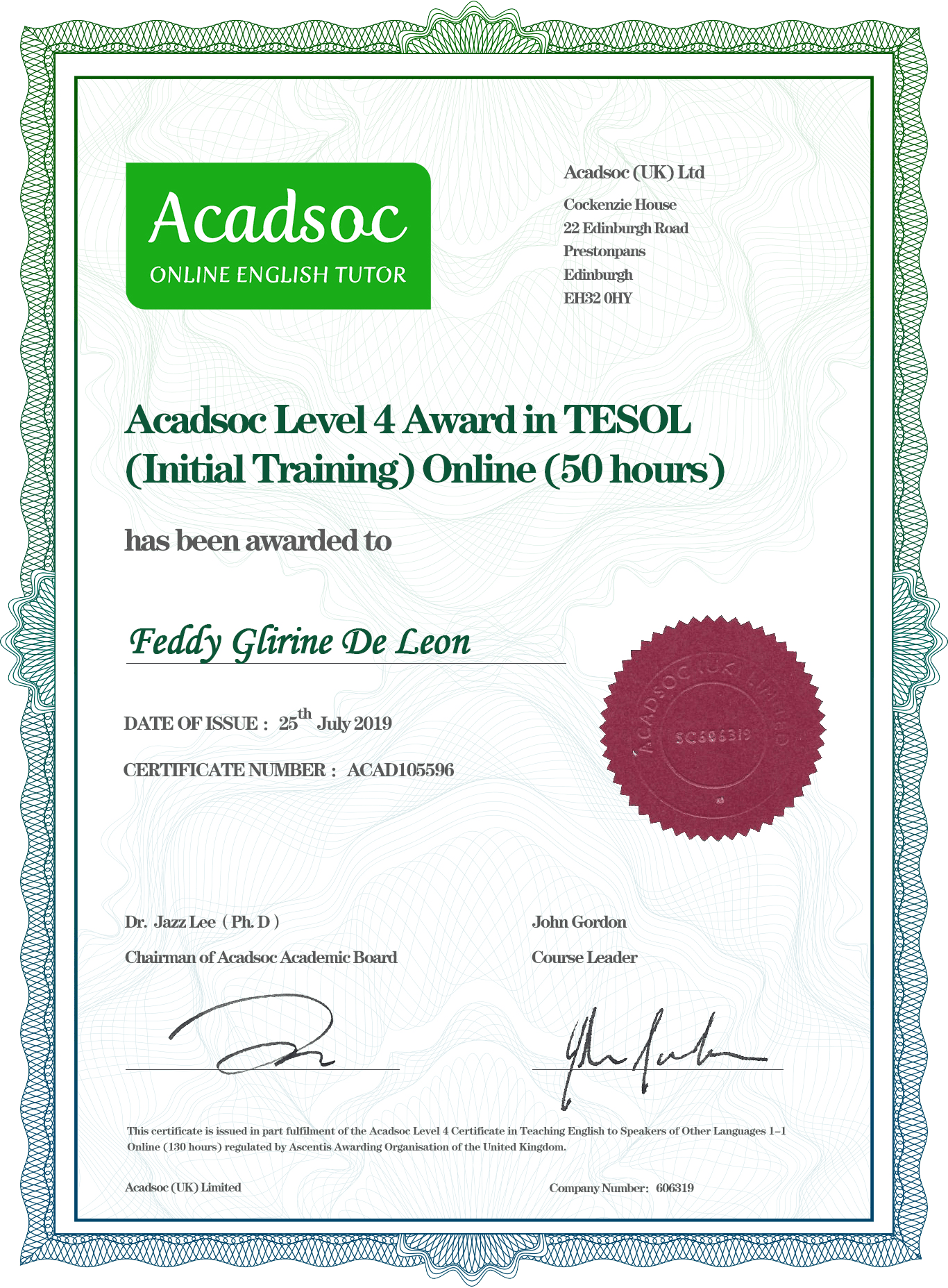 Feddy Glirine graduated from ISHRM College