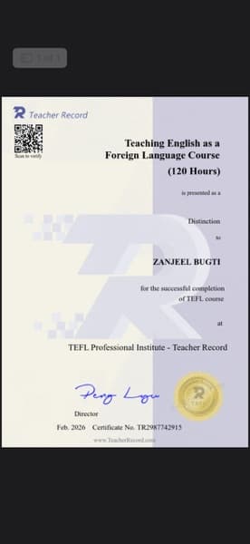 Zanjeel graduated from Teacher record