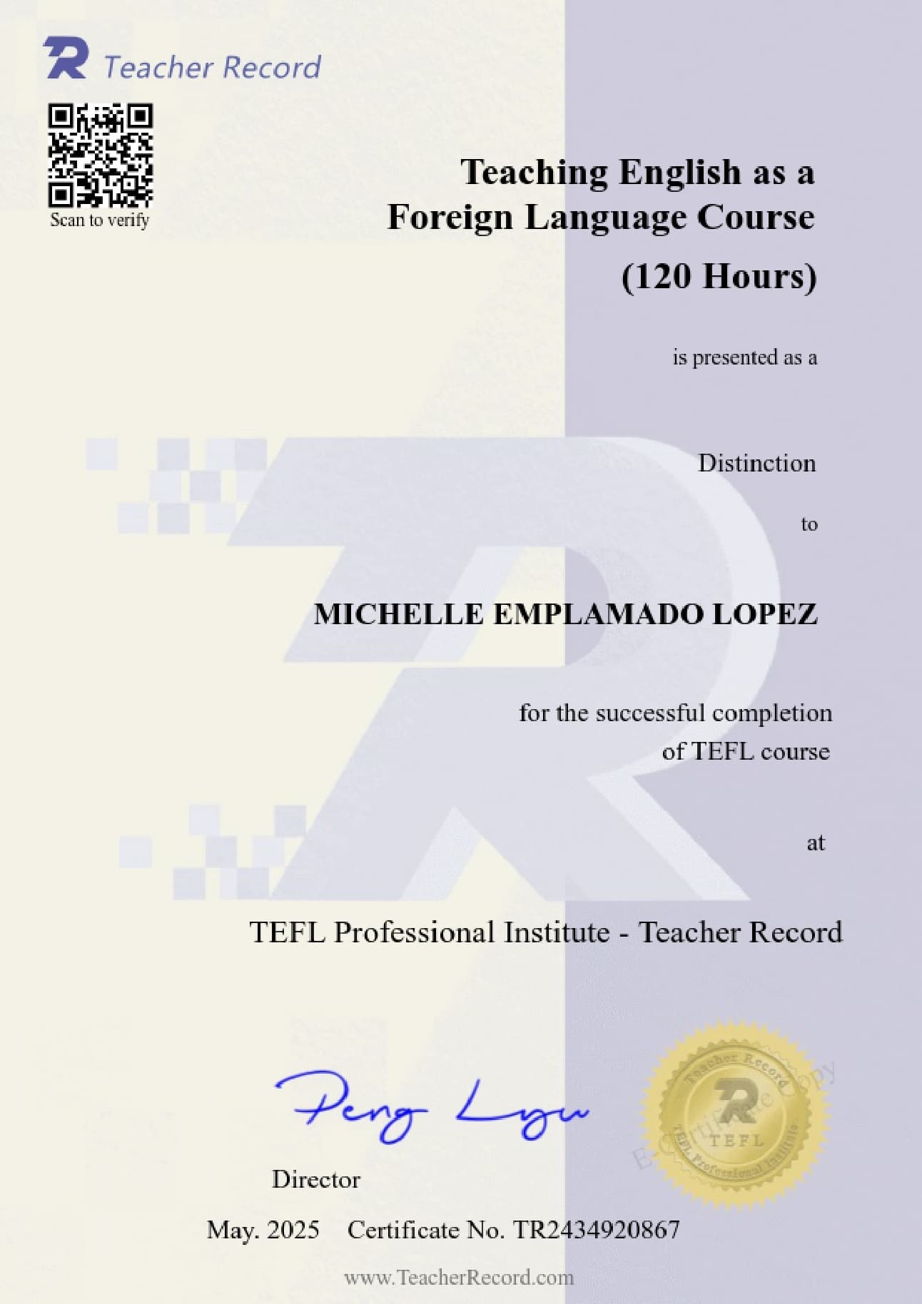 Michelle graduated from John Paul College