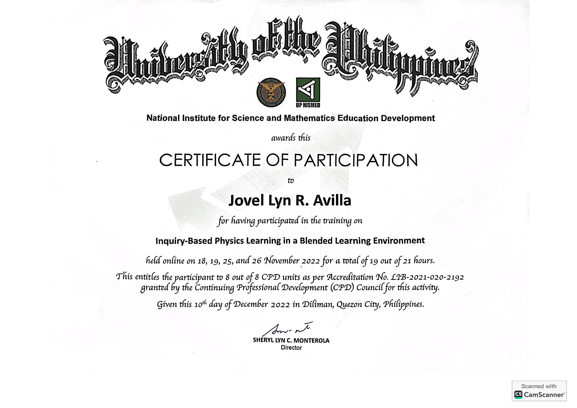 Jovel graduated from Eastern Visayas State University
