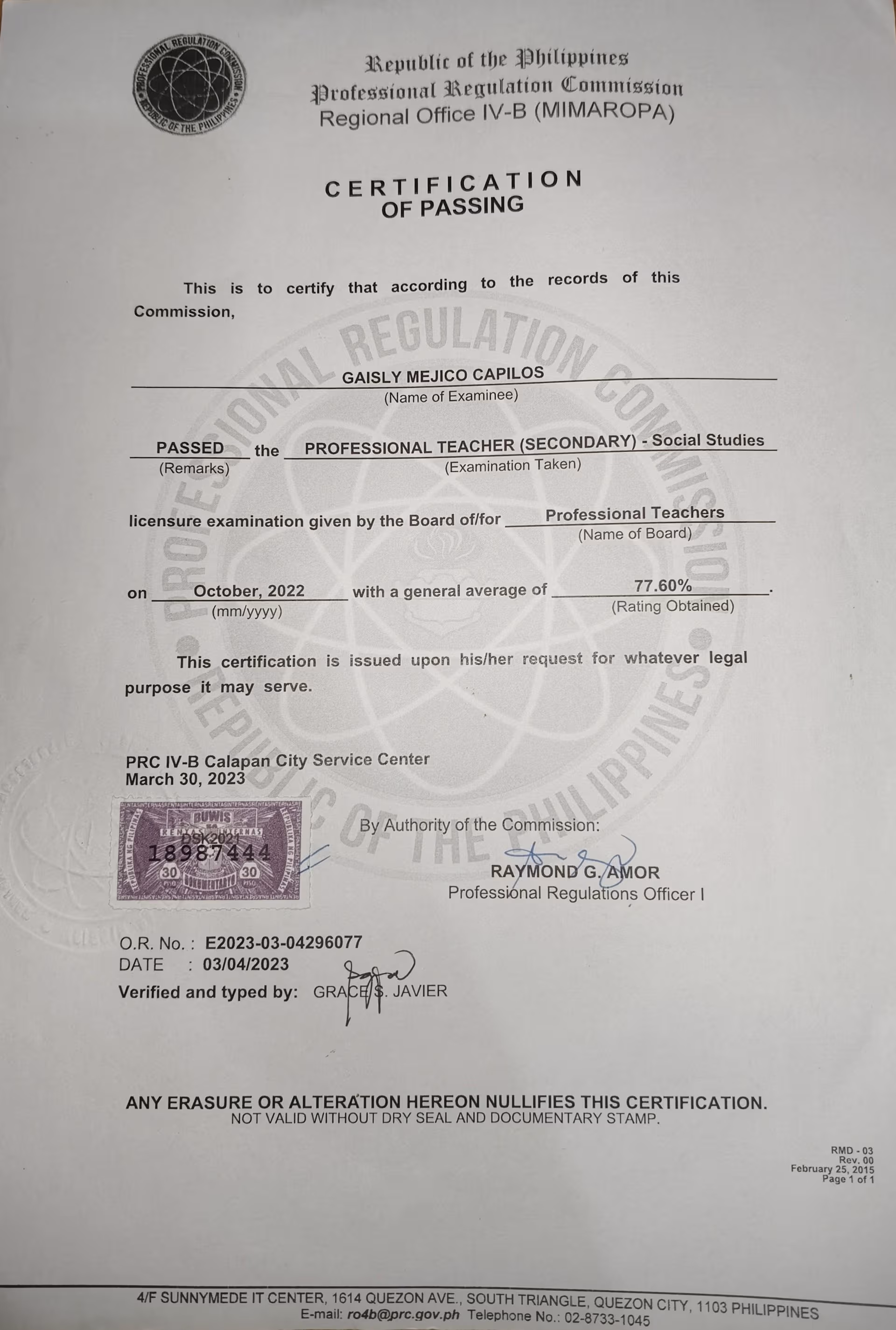 Gaisly graduated from Southwest Institute of Business and Technology