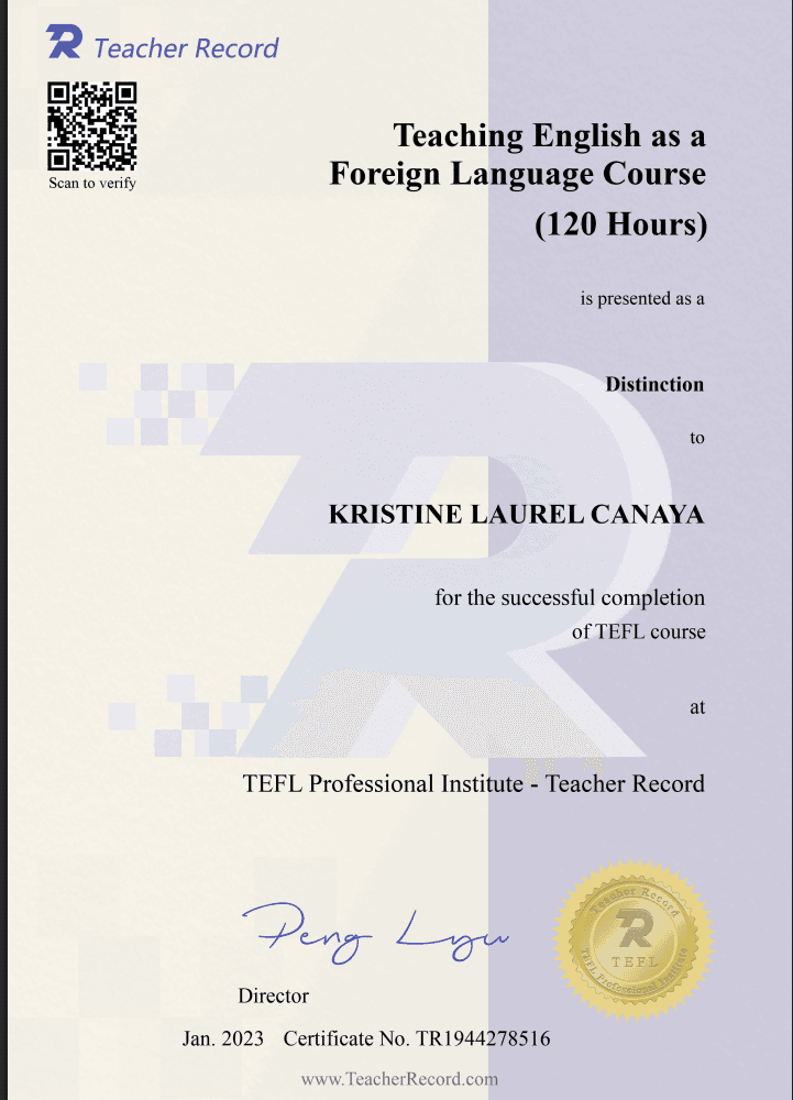 kristine graduated from Andres Bonifacio College