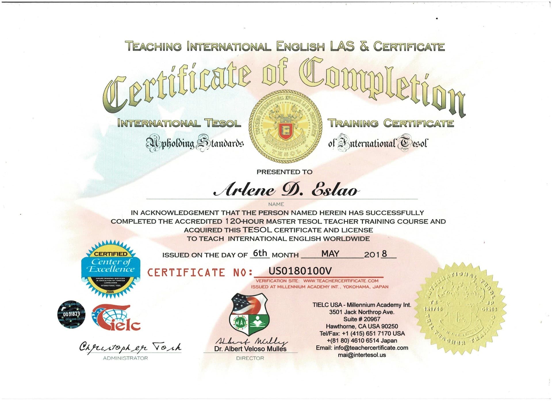 Arlene graduated from Baguio Central University