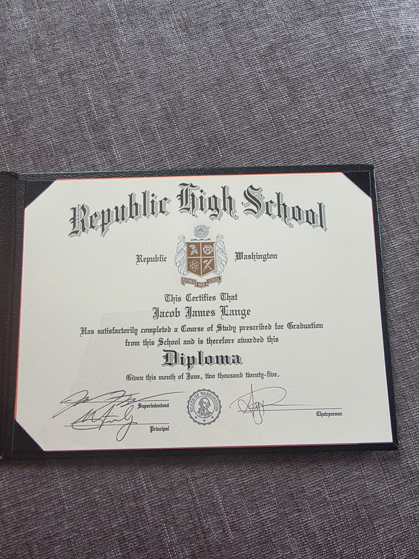 Jacob graduated from Republic High School