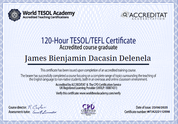 JAMES BIENJAMIN graduated from Benguet State University