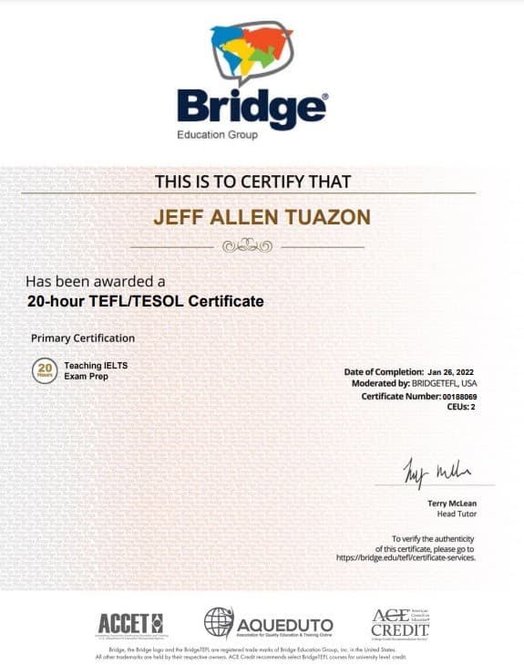 Jeff Allen graduated from Nueva Ecija University of Science and Technology