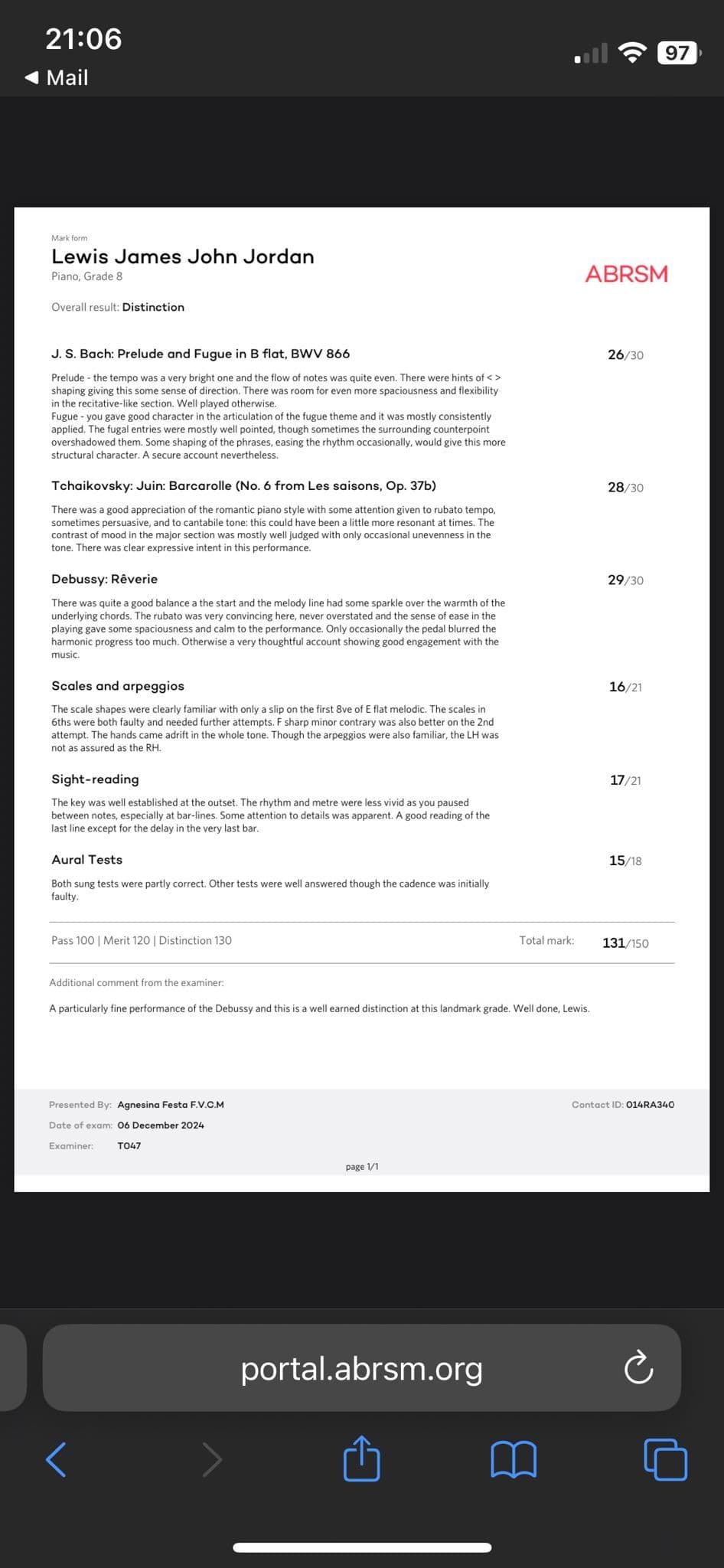 Lewis graduated from LCM