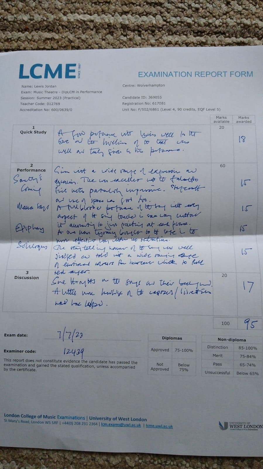 Lewis graduated from LCM